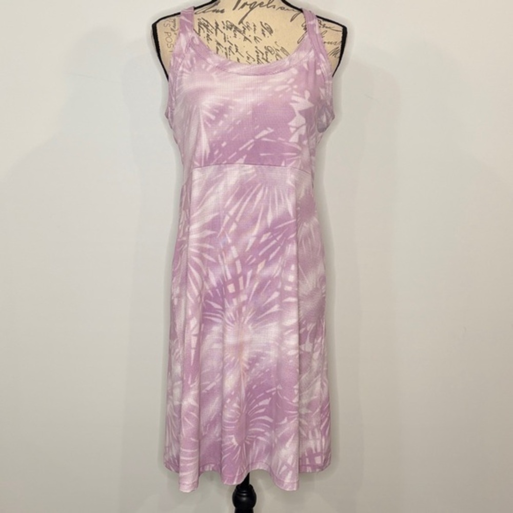 Columbia casual athleisure stretch racerback tank dress purple white medium